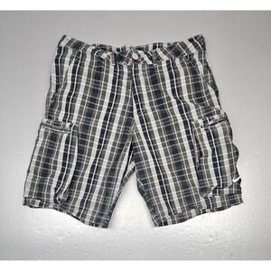 Nike Athletic Department‎ Cargo Shorts Mens 32 (Med). Y2K Gray Plaid Orange Tag